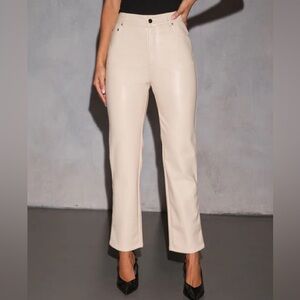 Good American Bone Cream Straight Leg Pants
